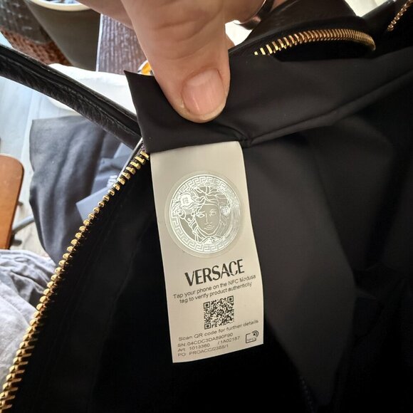 VERSACE 1013360 BLACK LEATHER MEDUSA MEDALION BRIEFCASE MESSENGER SHOULDER BAG - Picture 14 of 15